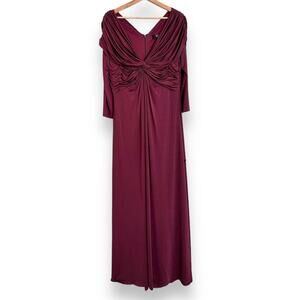 NWT Tadashi Collection Long Sleeve Ruched Knot Front Formal Maxi Dress Womens XL